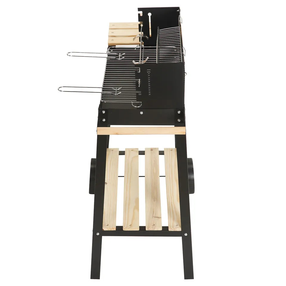 Rectangular BBQ Grill with Garden Wheels