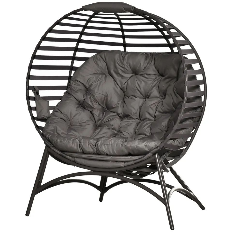 OS Egg Chair w/ Cushion Steel Frame and Side Pocket for Indoor Outdoor