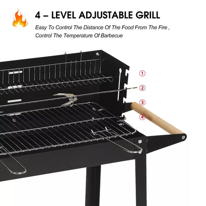 Rectangular BBQ Grill with Garden Wheels